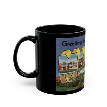 Greetings from Marion Indiana (Greeting Postcards) Black Coffee Mug-The Sticker Space