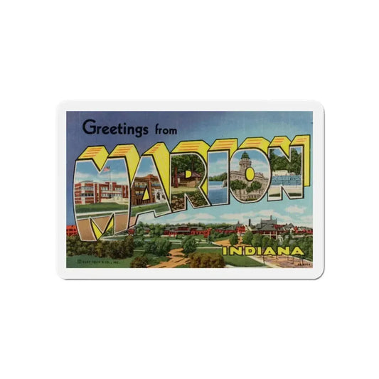 Greetings from Marion Indiana (Greeting Postcards) Refrigerator Magnet 6 Inch - The Sticker Space