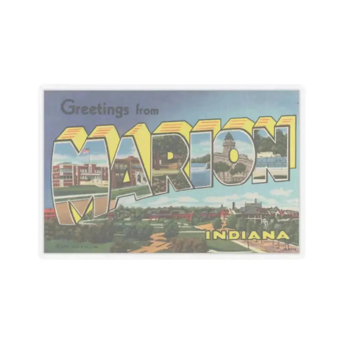 Greetings from Marion Indiana (Greeting Postcards) STICKER Vinyl Kiss-Cut Decal 2 Inch Transparent - The Sticker Space