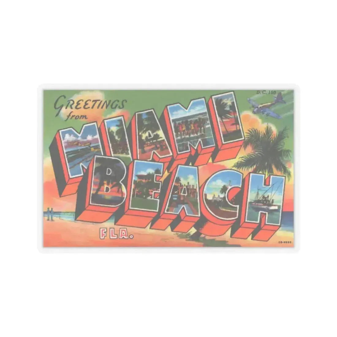 Greetings from Miami Beach Fla (Greeting Postcards) STICKER Vinyl Kiss-Cut Decal 6 Inch Transparent - The Sticker Space