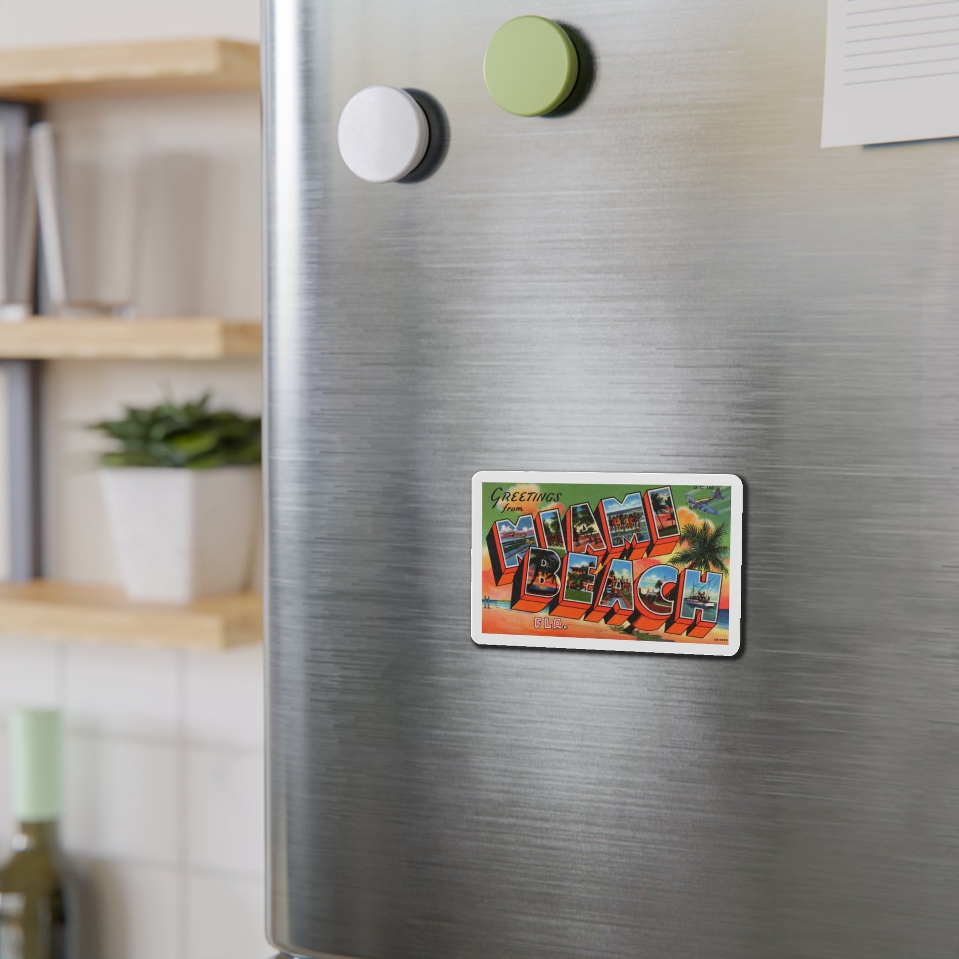 Greetings from Miami Beach Florida (Greeting Postcards) Die-Cut Magnet-The Sticker Space