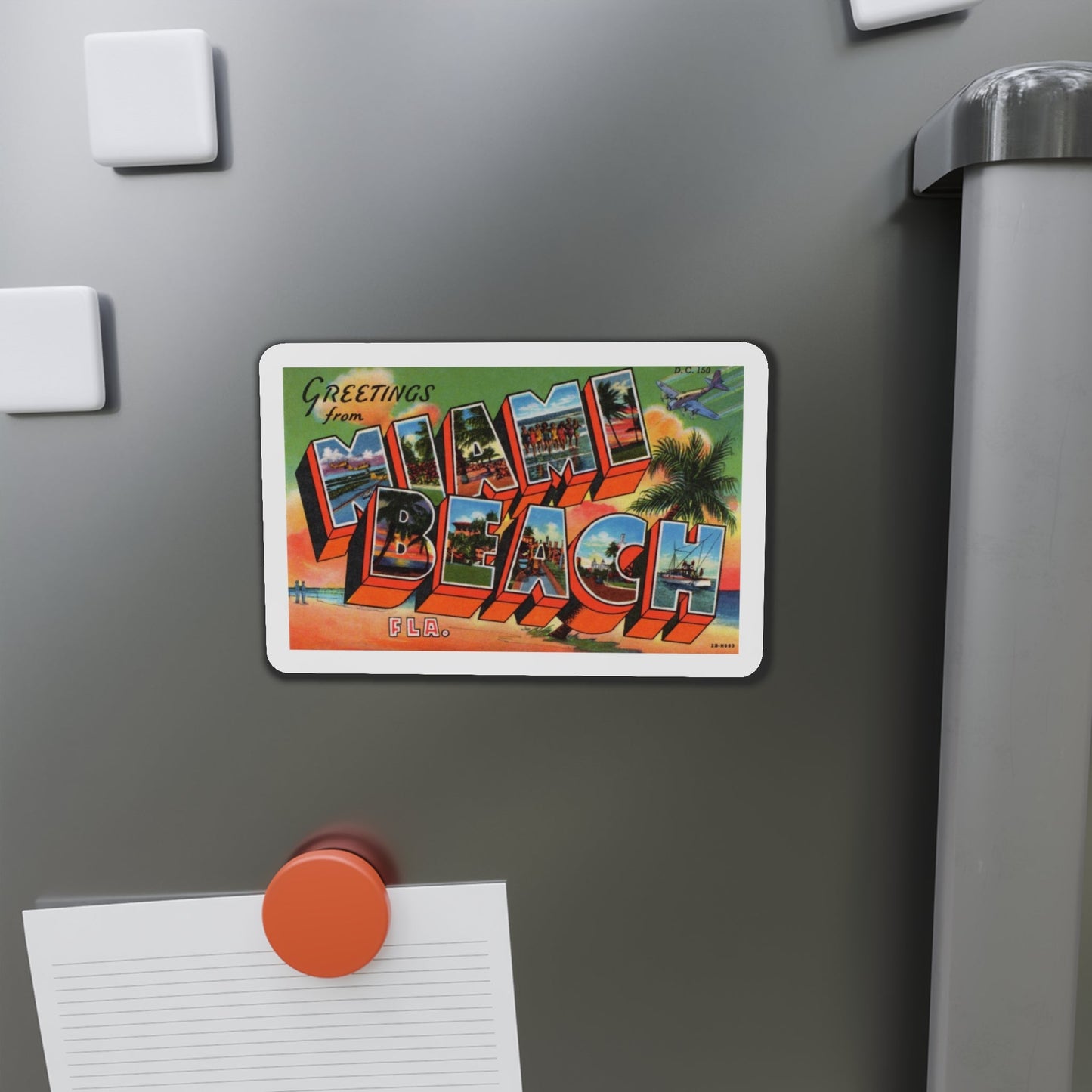 Greetings from Miami Beach Florida (Greeting Postcards) Die-Cut Magnet-The Sticker Space