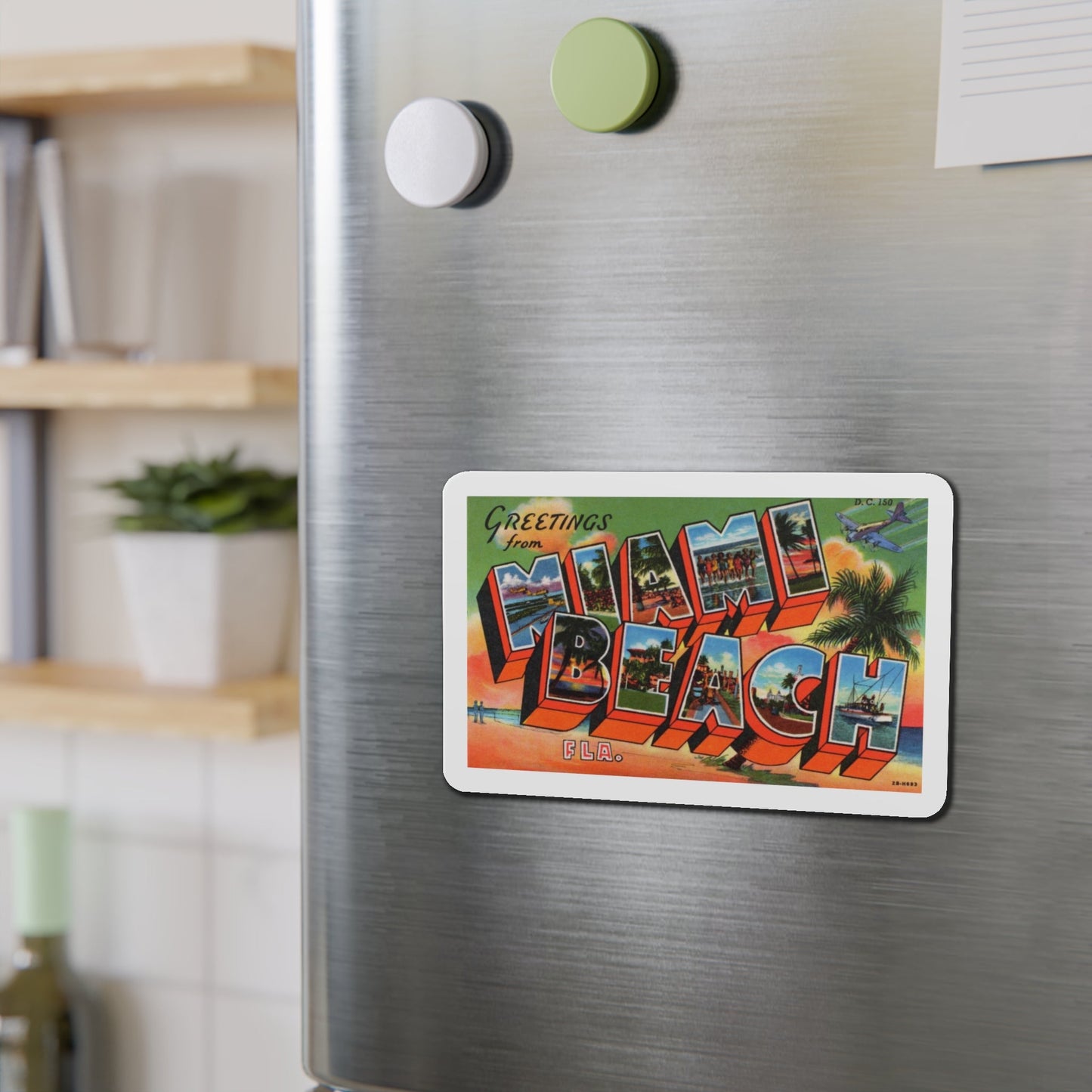 Greetings from Miami Beach Florida (Greeting Postcards) Die-Cut Magnet-The Sticker Space