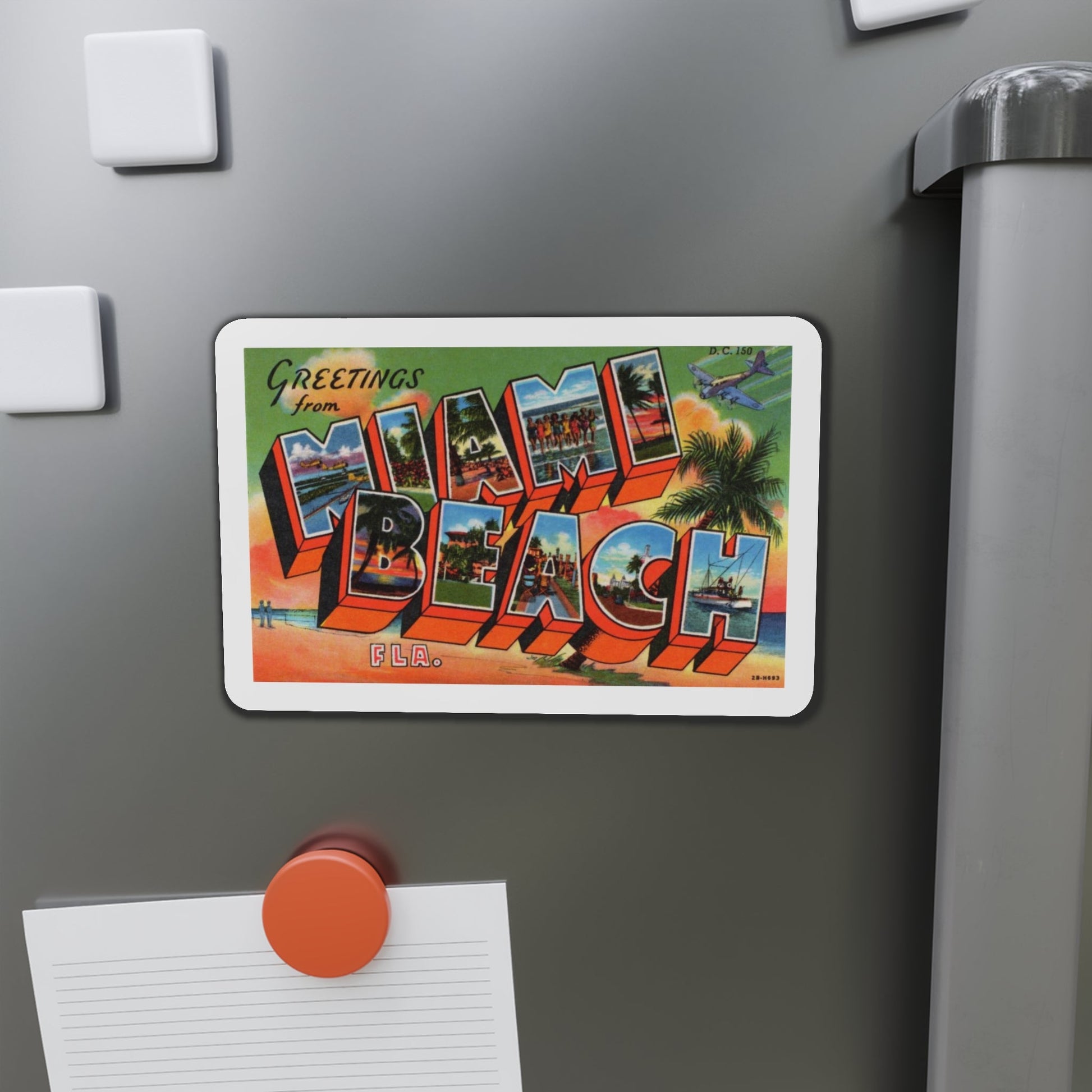 Greetings from Miami Beach Florida (Greeting Postcards) Die-Cut Magnet-The Sticker Space