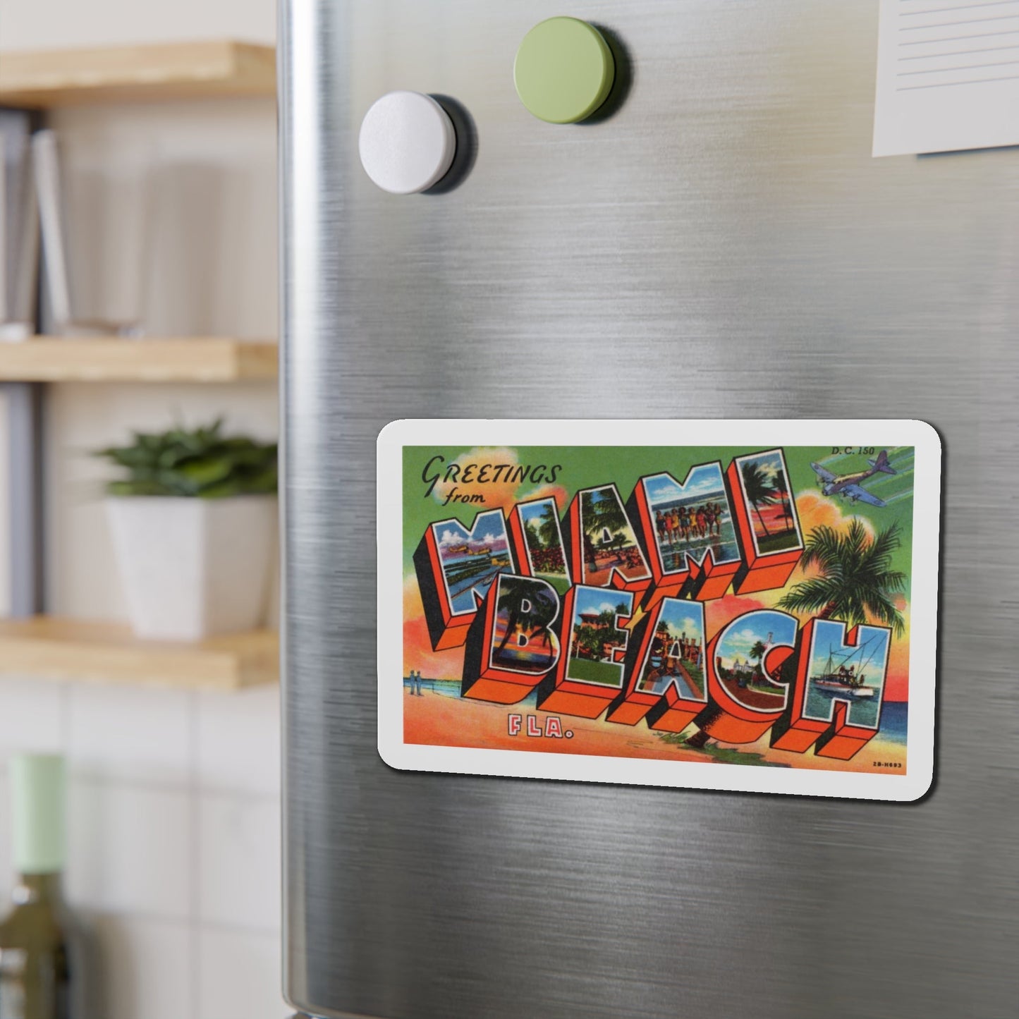 Greetings from Miami Beach Florida (Greeting Postcards) Die-Cut Magnet-The Sticker Space