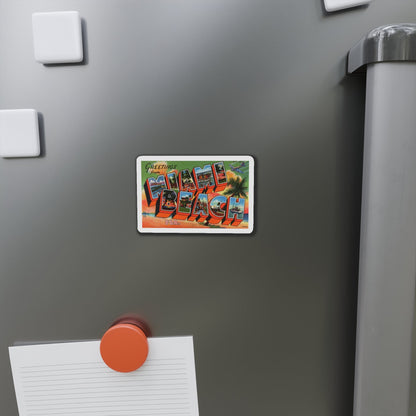 Greetings from Miami Beach Florida (Greeting Postcards) Die-Cut Magnet-The Sticker Space