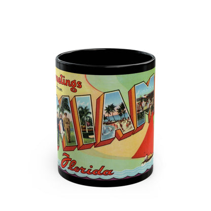 Greetings from Miami Florida (Greeting Postcards) Black Coffee Mug-11oz-The Sticker Space