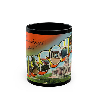 Greetings from Missouri (Greeting Postcards) Black Coffee Mug-11oz-The Sticker Space