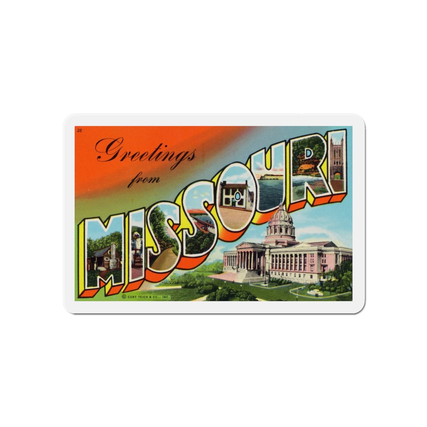 Greetings from Missouri (Greeting Postcards) Die-Cut Magnet-6 × 6"-The Sticker Space