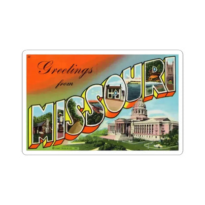 Greetings from Missouri (Greeting Postcards) STICKER Vinyl Kiss-Cut Decal 2 Inch White - The Sticker Space