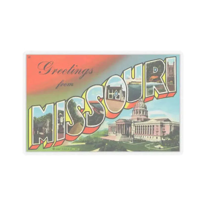 Greetings from Missouri (Greeting Postcards) STICKER Vinyl Kiss-Cut Decal 3 Inch Transparent - The Sticker Space
