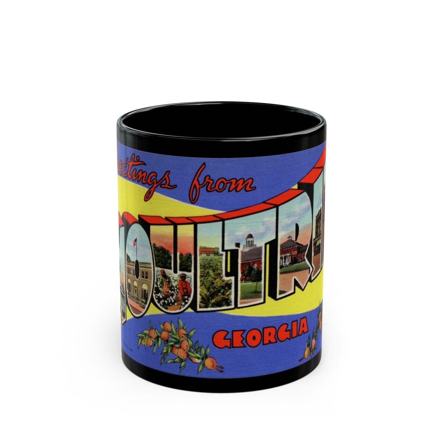 Greetings from Moultrie Georgia (Greeting Postcards) Black Coffee Mug-11oz-The Sticker Space