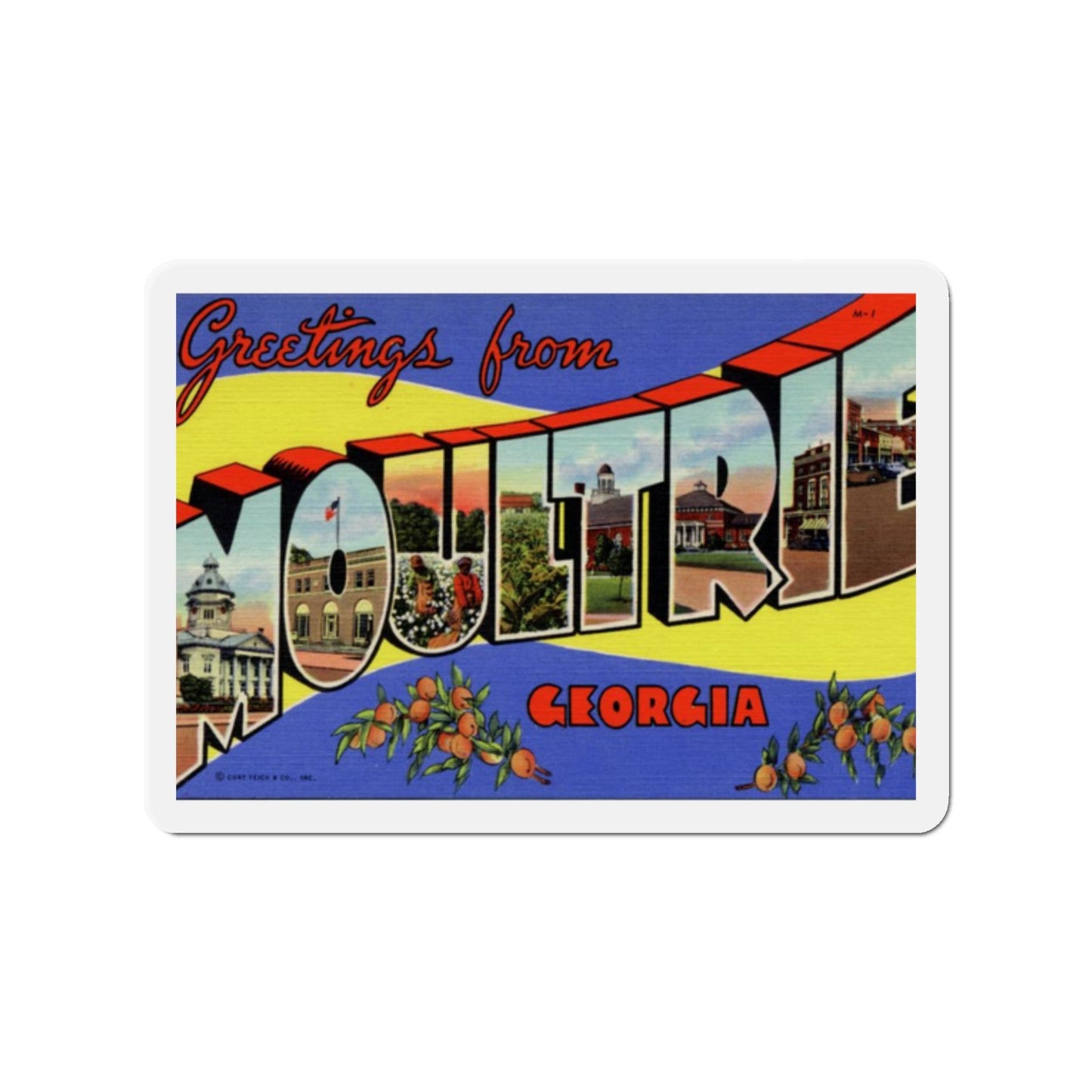 Greetings from Moultrie Georgia (Greeting Postcards) Die-Cut Magnet-2" x 2"-The Sticker Space