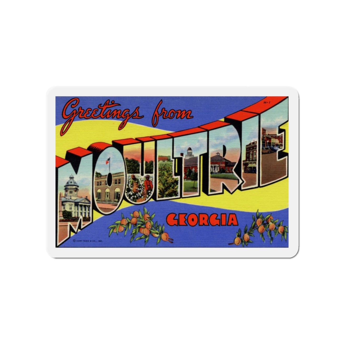 Greetings from Moultrie Georgia (Greeting Postcards) Die-Cut Magnet-3" x 3"-The Sticker Space