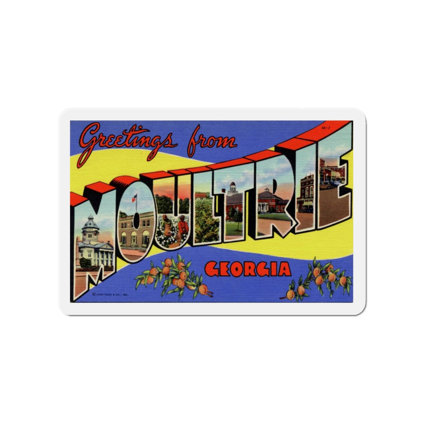 Greetings from Moultrie Georgia (Greeting Postcards) Die-Cut Magnet-4" x 4"-The Sticker Space