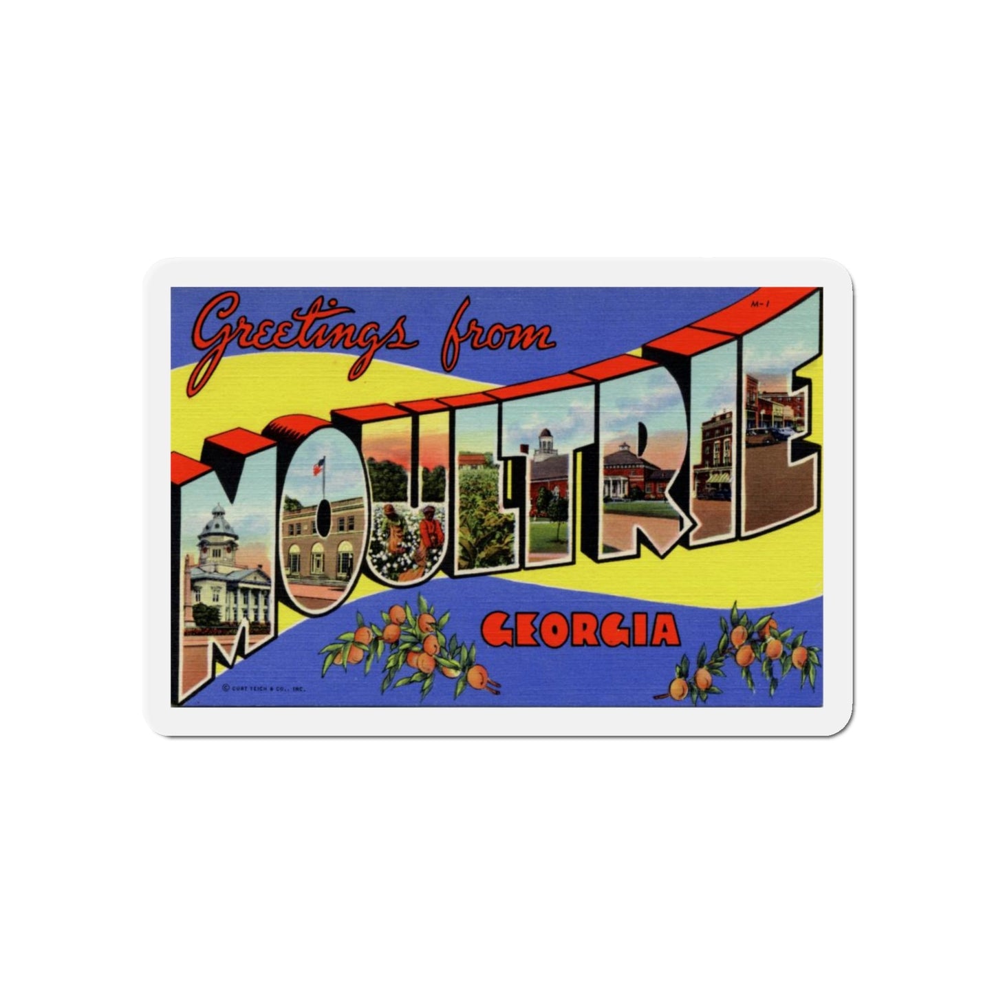 Greetings from Moultrie Georgia (Greeting Postcards) Die-Cut Magnet-5" x 5"-The Sticker Space