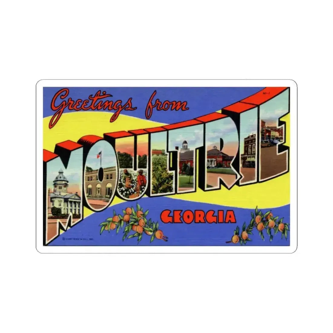 Greetings from Moultrie Georgia (Greeting Postcards) STICKER Vinyl Kiss-Cut Decal 3 Inch White - The Sticker Space