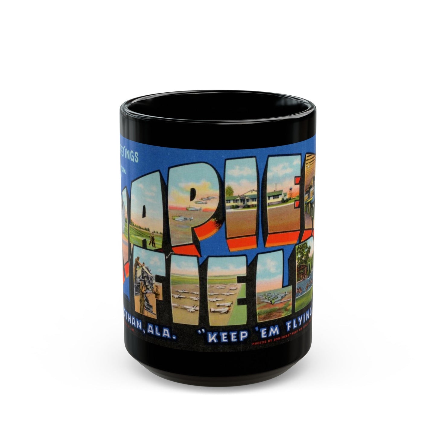 Greetings from Napier Field (Greeting Postcards) Black Coffee Mug-15oz-The Sticker Space