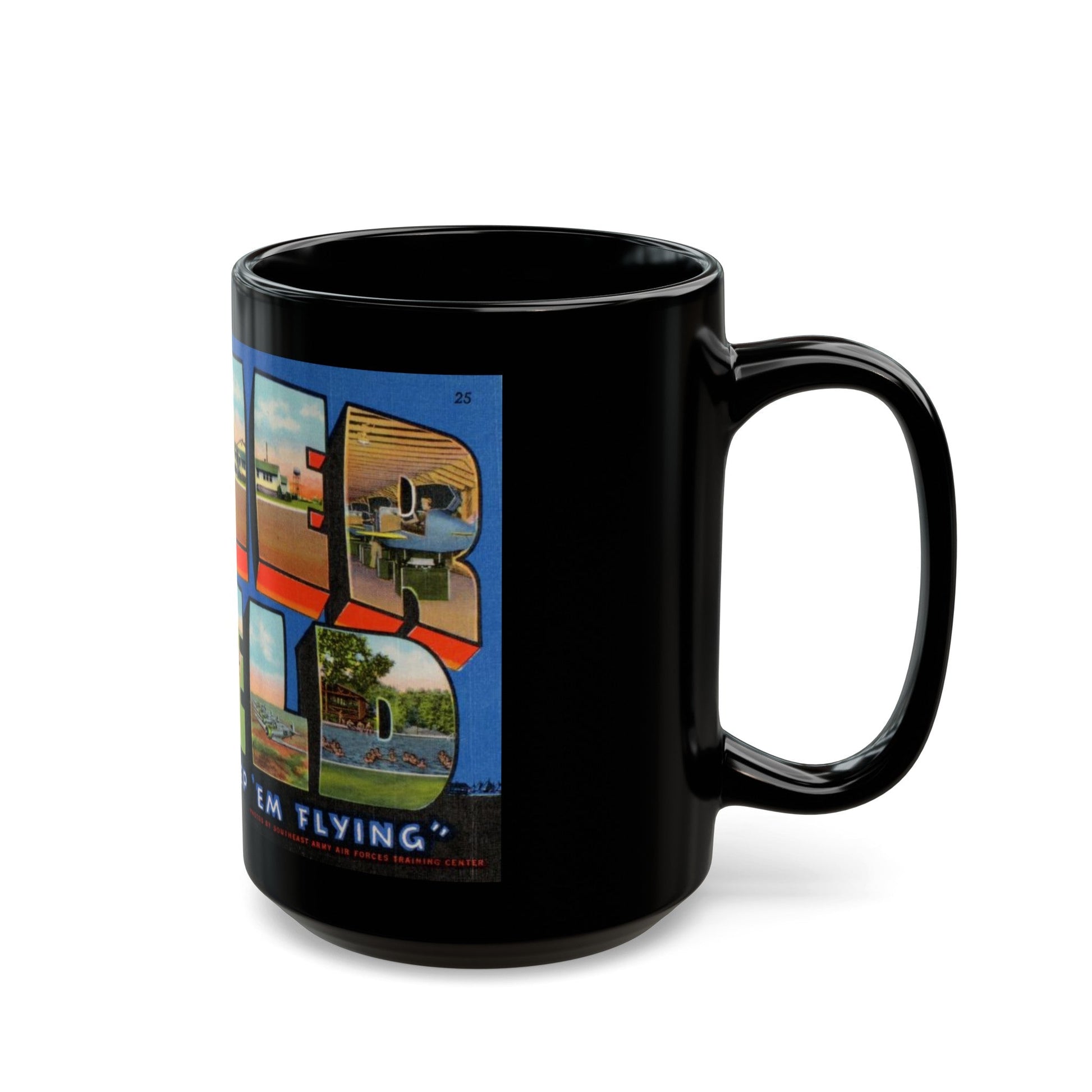 Greetings from Napier Field (Greeting Postcards) Black Coffee Mug-The Sticker Space