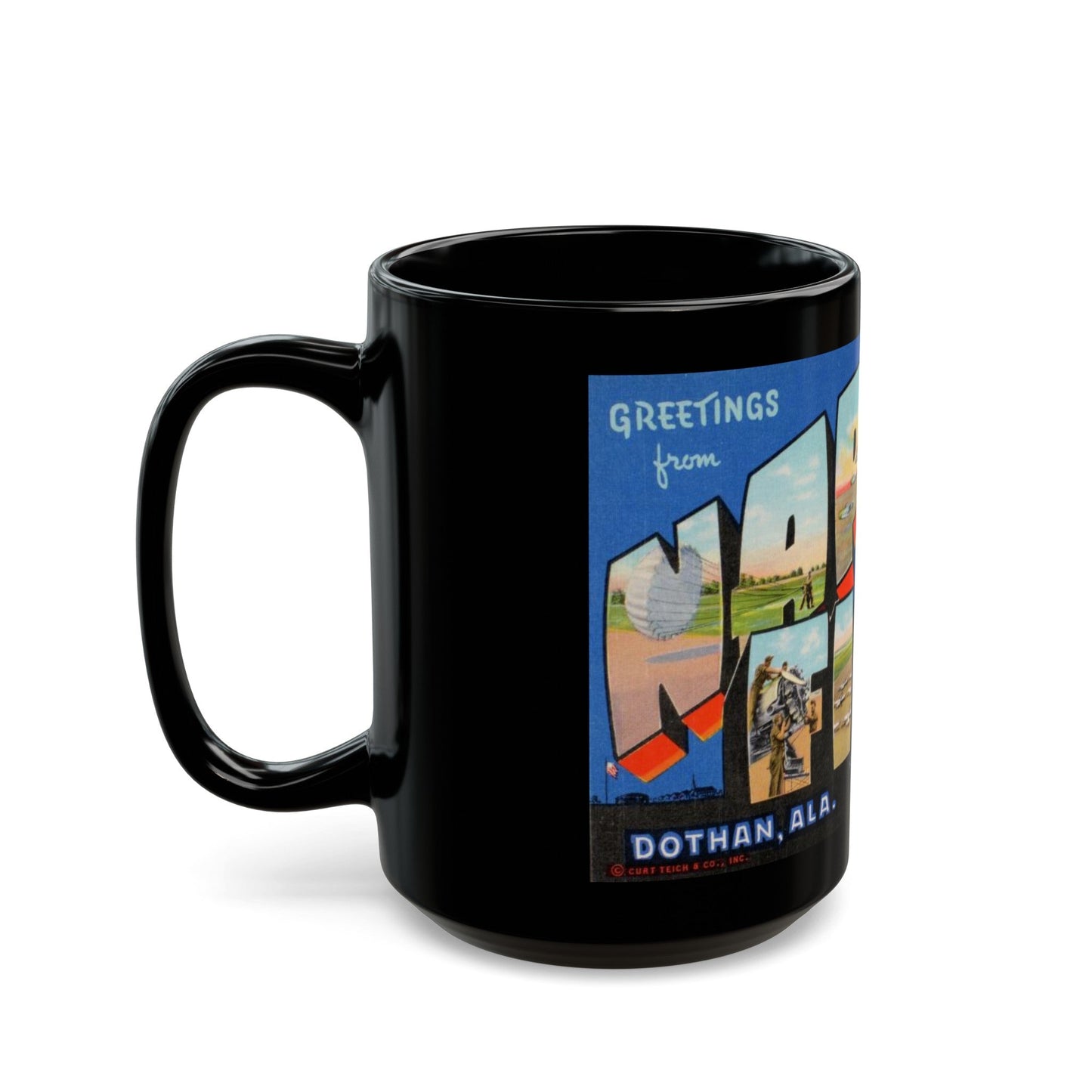 Greetings from Napier Field (Greeting Postcards) Black Coffee Mug-The Sticker Space