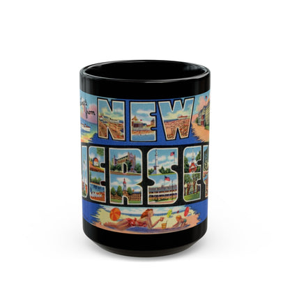 Greetings from New Jersey (Greeting Postcards) Black Coffee Mug-15oz-The Sticker Space