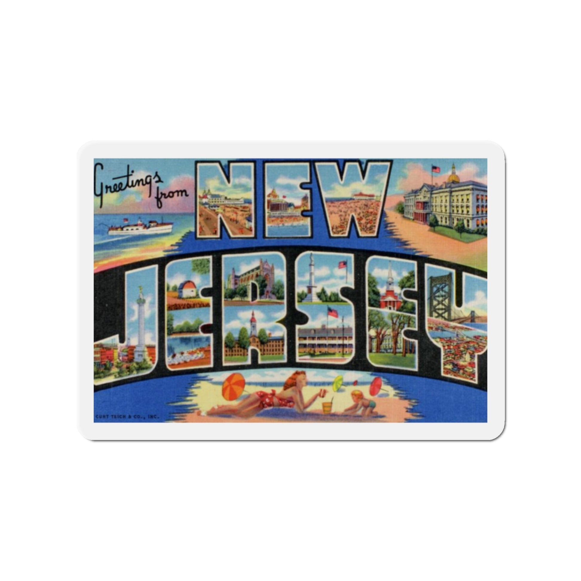 Greetings from New Jersey (Greeting Postcards) Die-Cut Magnet-2" x 2"-The Sticker Space