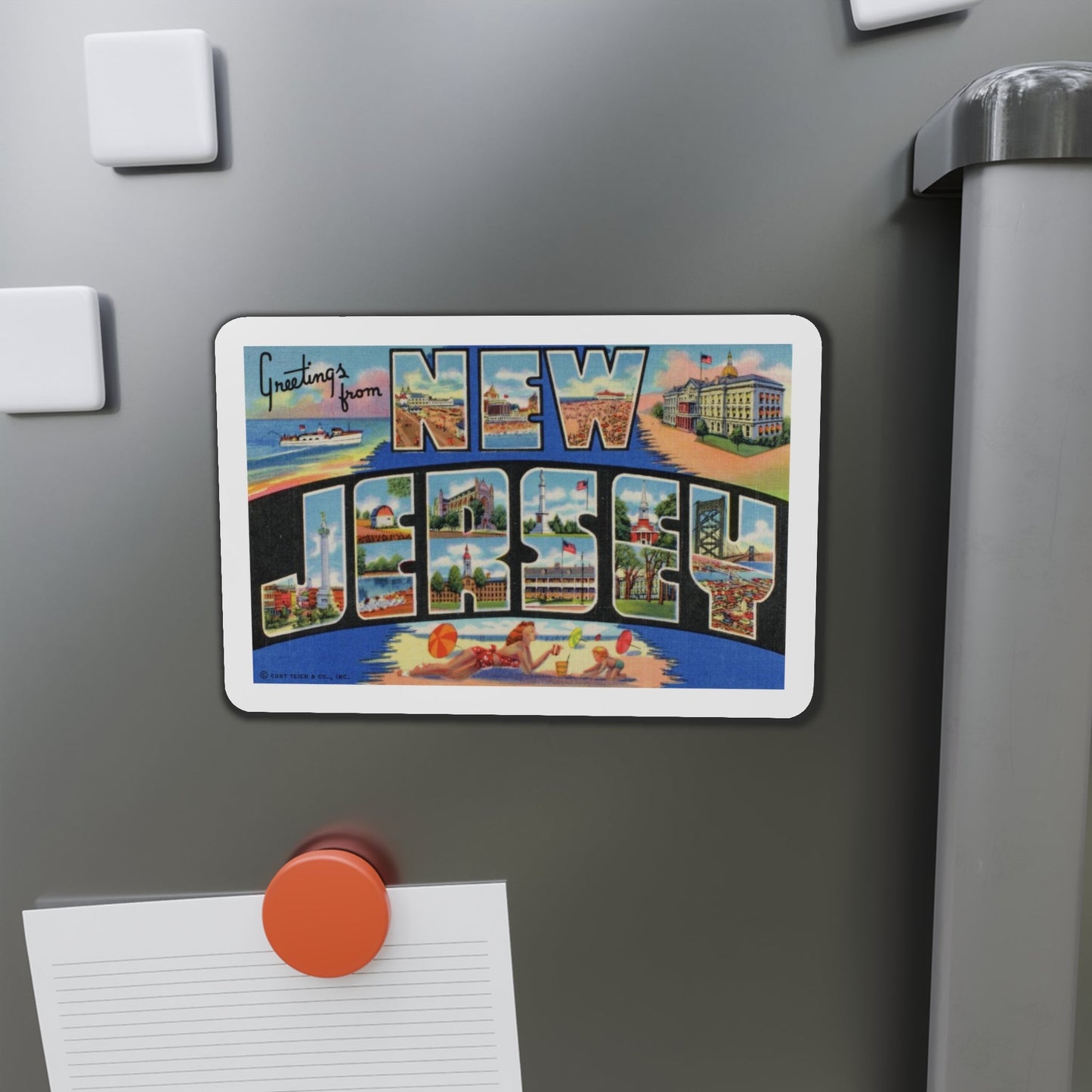 Greetings from New Jersey (Greeting Postcards) Die-Cut Magnet-The Sticker Space