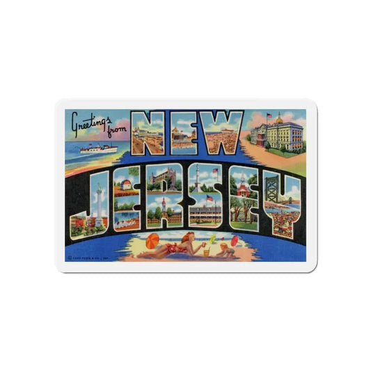 Greetings from New Jersey (Greeting Postcards) Refrigerator Magnet 6 Inch - The Sticker Space