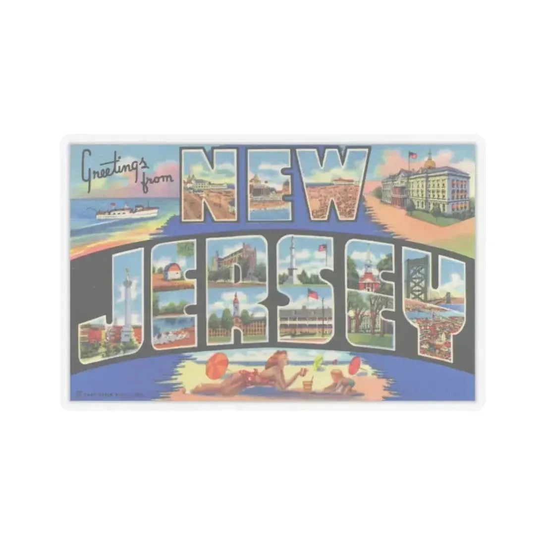 Greetings from New Jersey (Greeting Postcards) STICKER Vinyl Kiss-Cut Decal 6 Inch Transparent - The Sticker Space