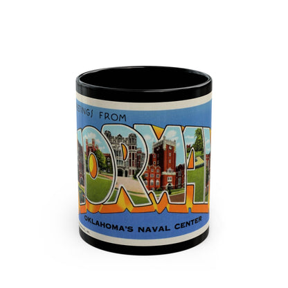 Greetings from Norman Oklahomas Naval Center (Greeting Postcards) Black Coffee Mug-11oz-The Sticker Space