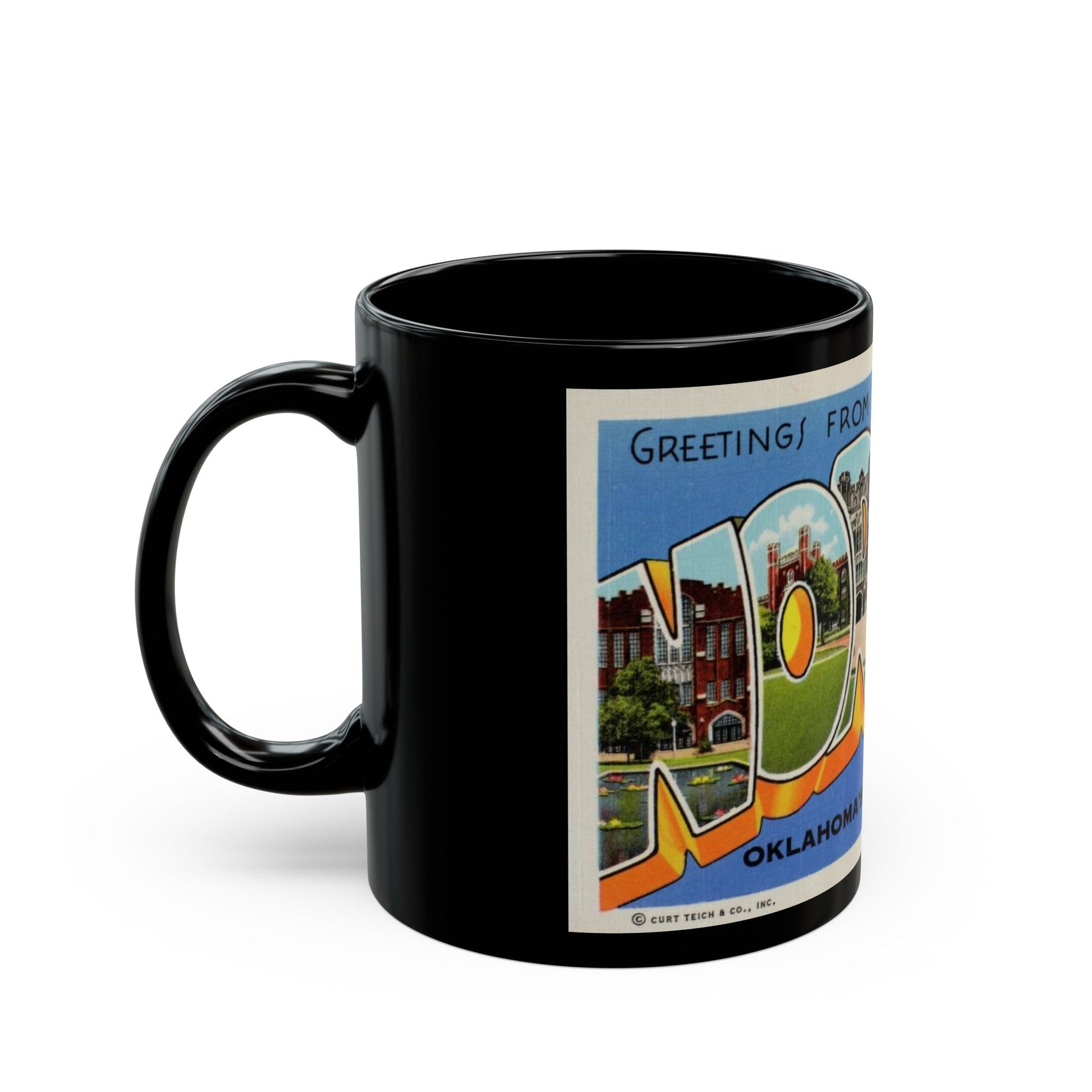 Greetings from Norman Oklahomas Naval Center (Greeting Postcards) Black Coffee Mug-The Sticker Space