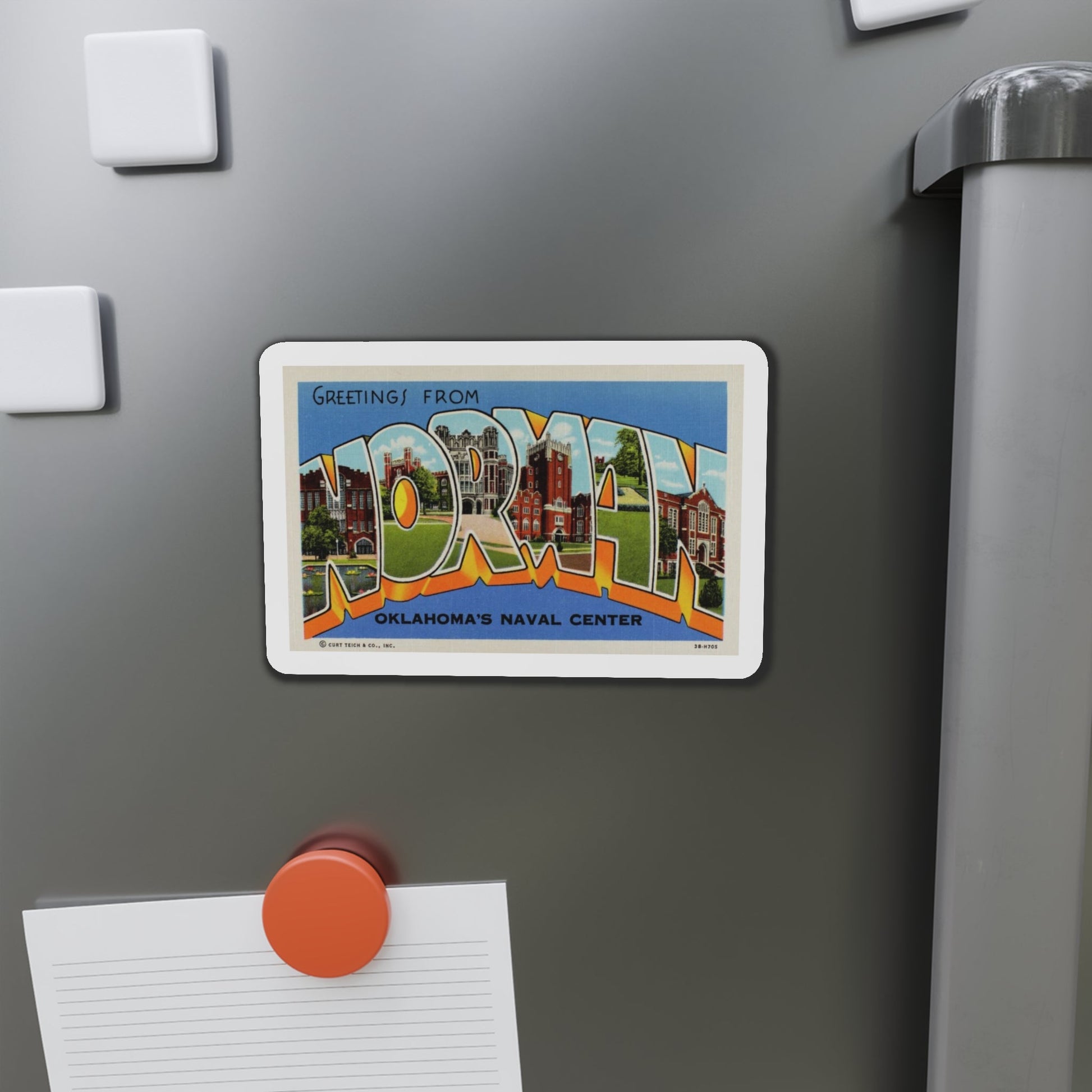 Greetings from Norman Oklahomas Naval Center (Greeting Postcards) Die-Cut Magnet-The Sticker Space