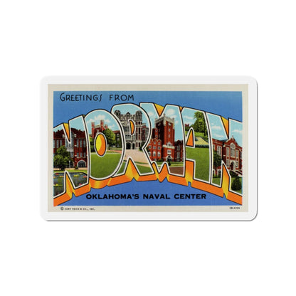 Greetings from Norman Oklahomas Naval Center (Greeting Postcards) Die-Cut Magnet-3" x 3"-The Sticker Space