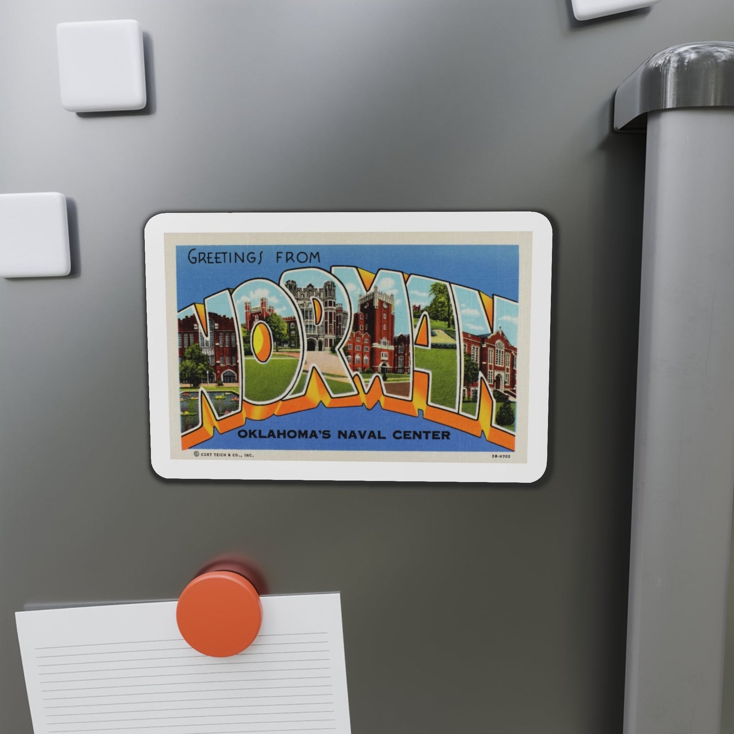 Greetings from Norman Oklahomas Naval Center (Greeting Postcards) Die-Cut Magnet-The Sticker Space