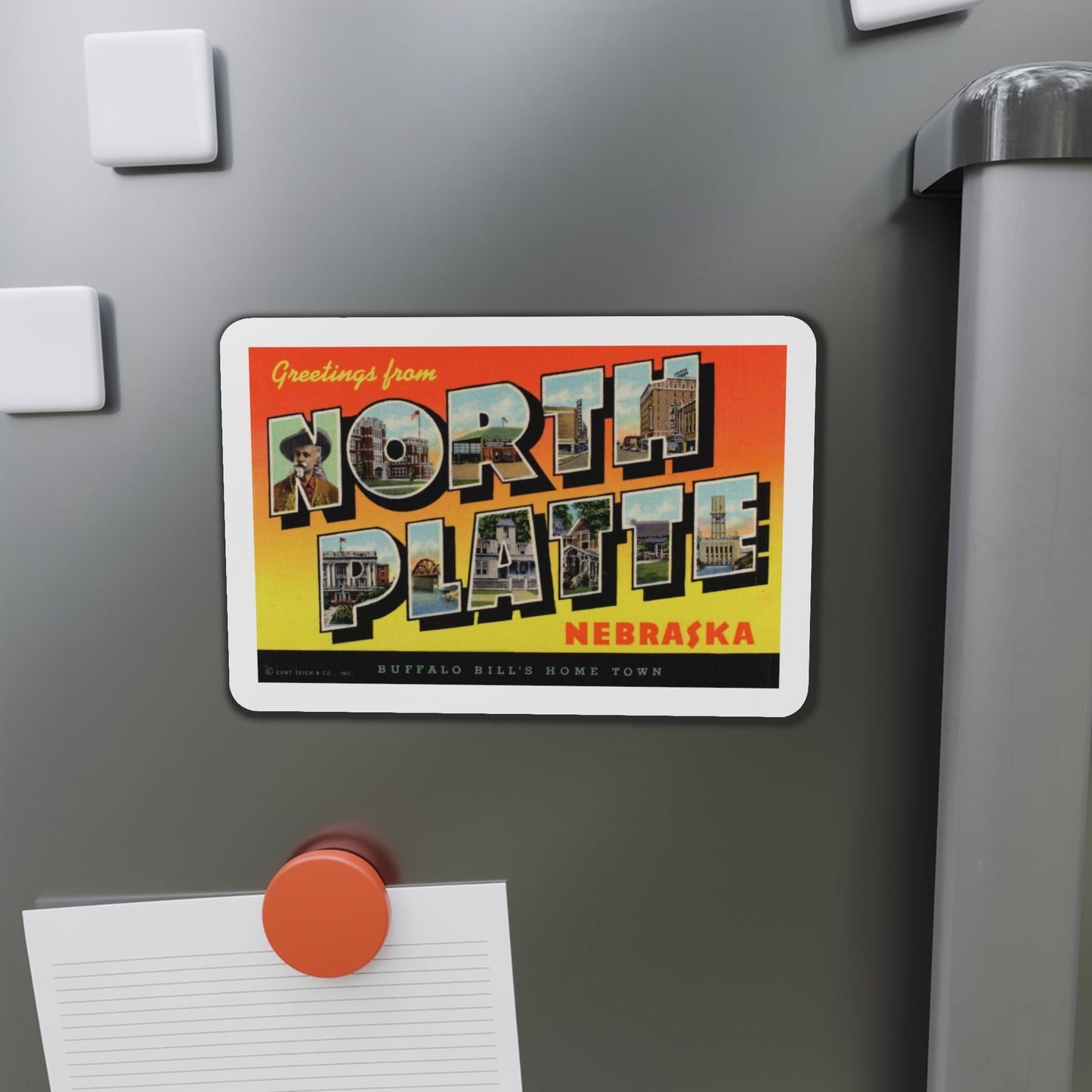 Greetings from North Platte Nebraska Buffalo Bills Home Town (Greeting Postcards) Die-Cut Magnet-The Sticker Space