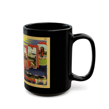 Greetings from Oakland California (Greeting Postcards) Black Coffee Mug-The Sticker Space