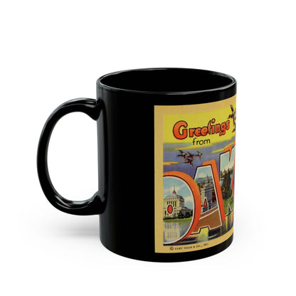 Greetings from Oakland California (Greeting Postcards) Black Coffee Mug-The Sticker Space