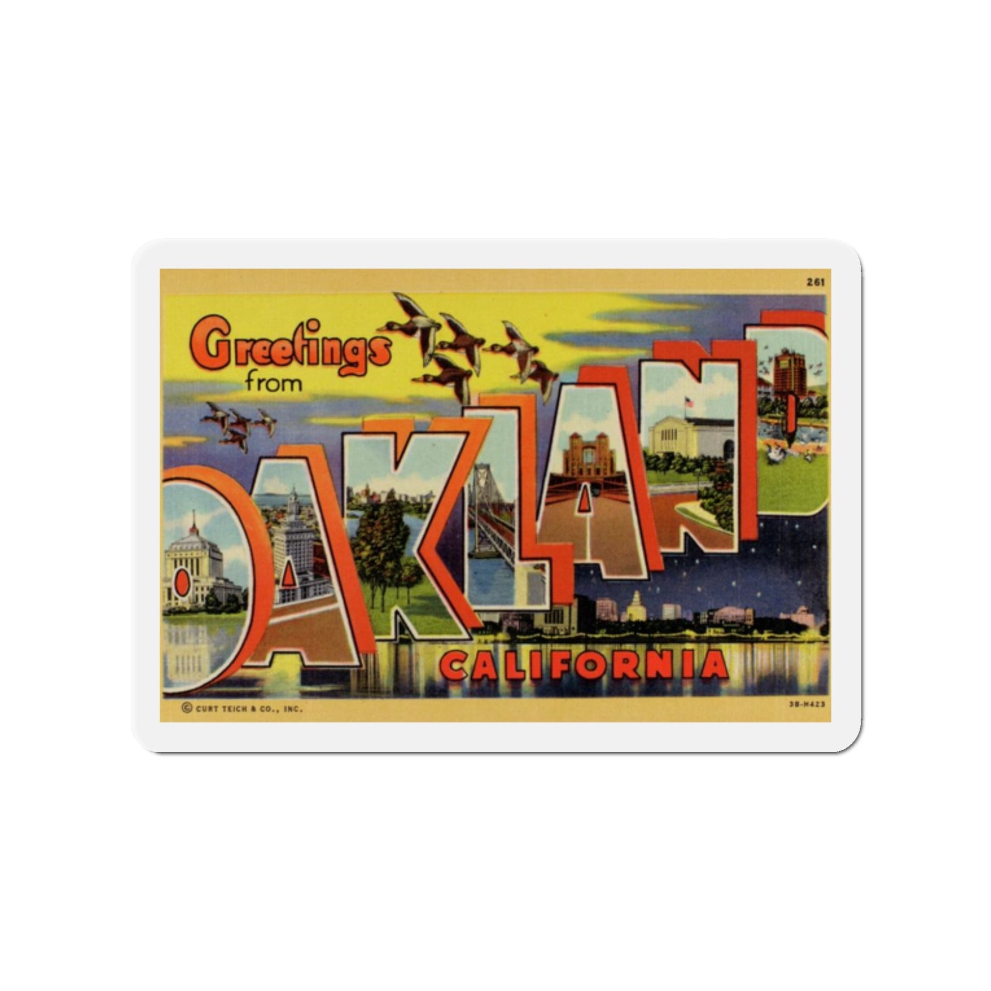 Greetings from Oakland California (Greeting Postcards) Die-Cut Magnet-2" x 2"-The Sticker Space