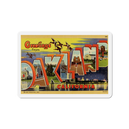 Greetings from Oakland California (Greeting Postcards) Die-Cut Magnet-2" x 2"-The Sticker Space