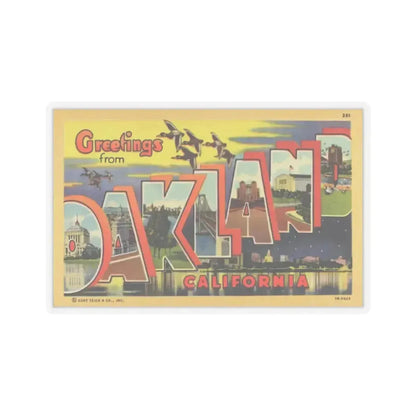 Greetings from Oakland California (Greeting Postcards) STICKER Vinyl Kiss-Cut Decal 3 Inch Transparent - The Sticker Space