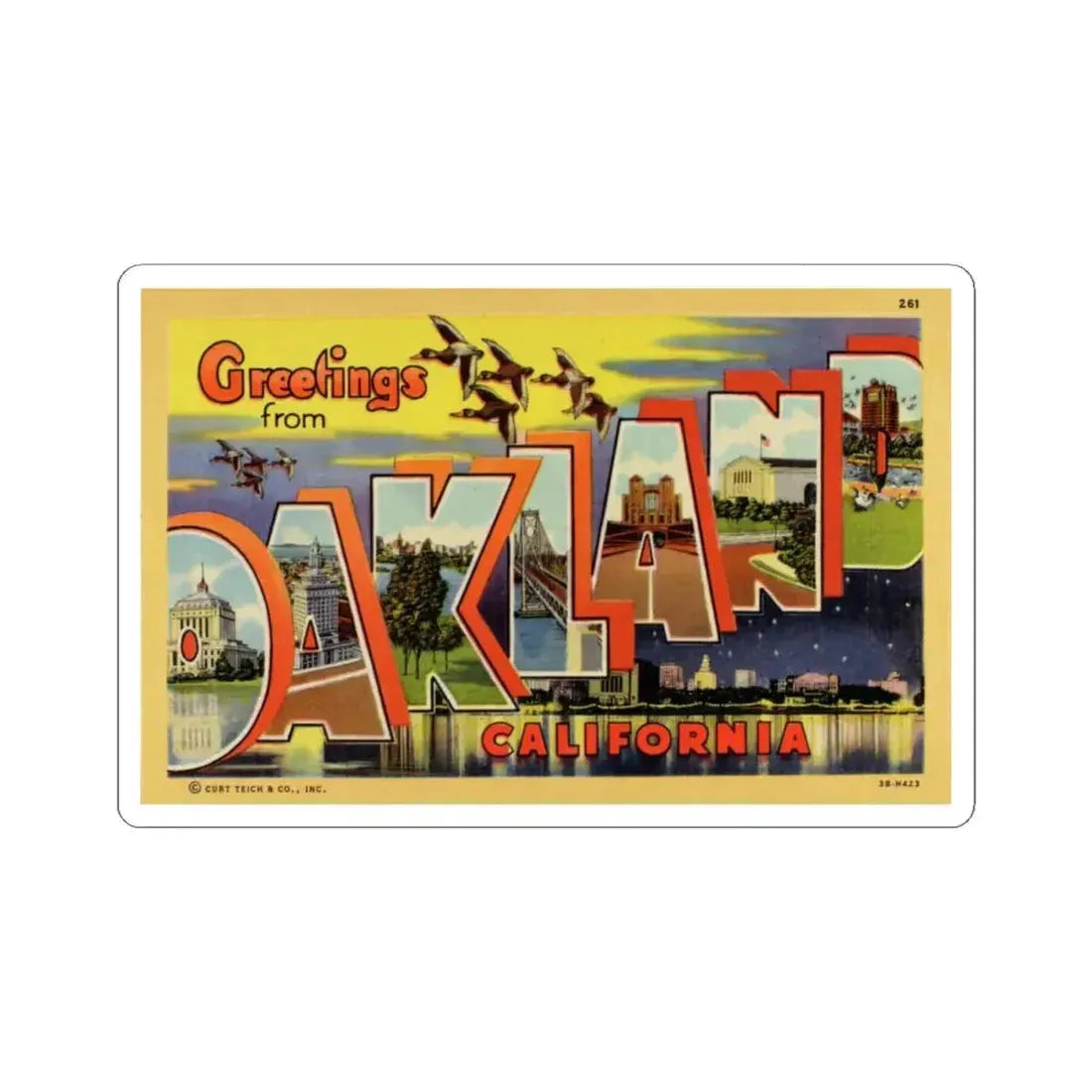 Greetings from Oakland California (Greeting Postcards) STICKER Vinyl Kiss-Cut Decal 4 Inch White - The Sticker Space