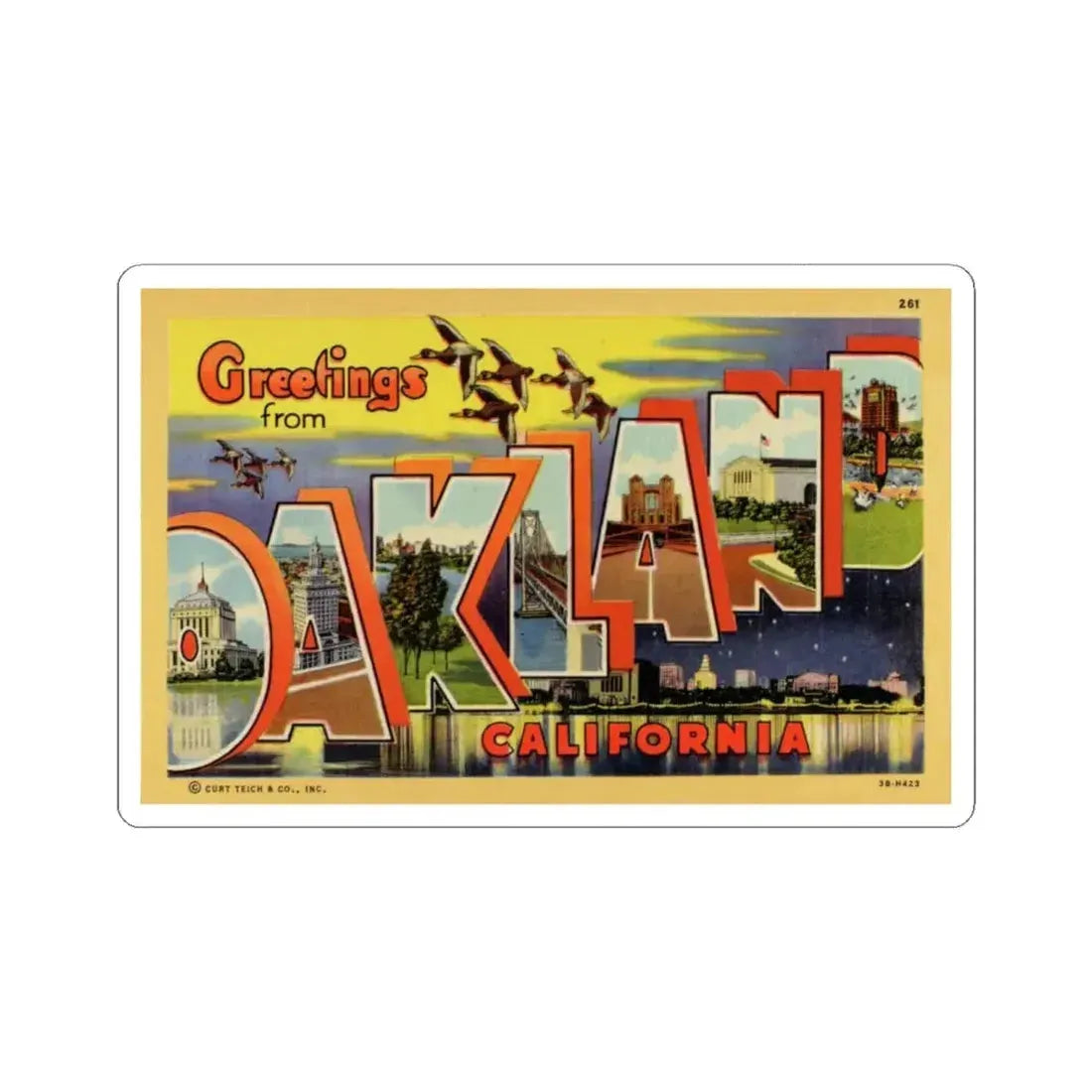 Greetings from Oakland California (Greeting Postcards) STICKER Vinyl Kiss-Cut Decal 6 Inch White - The Sticker Space