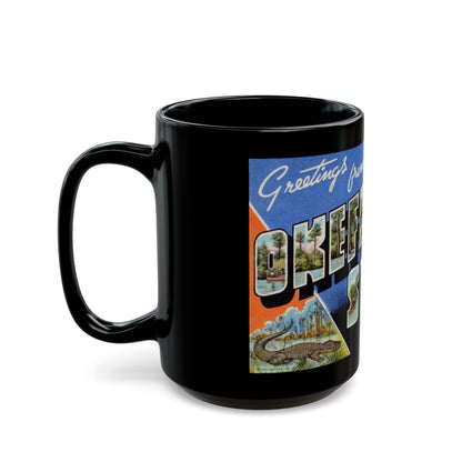 Greetings from Okefenokee Swamp Georgia (Greeting Postcards) Black Coffee Mug-The Sticker Space