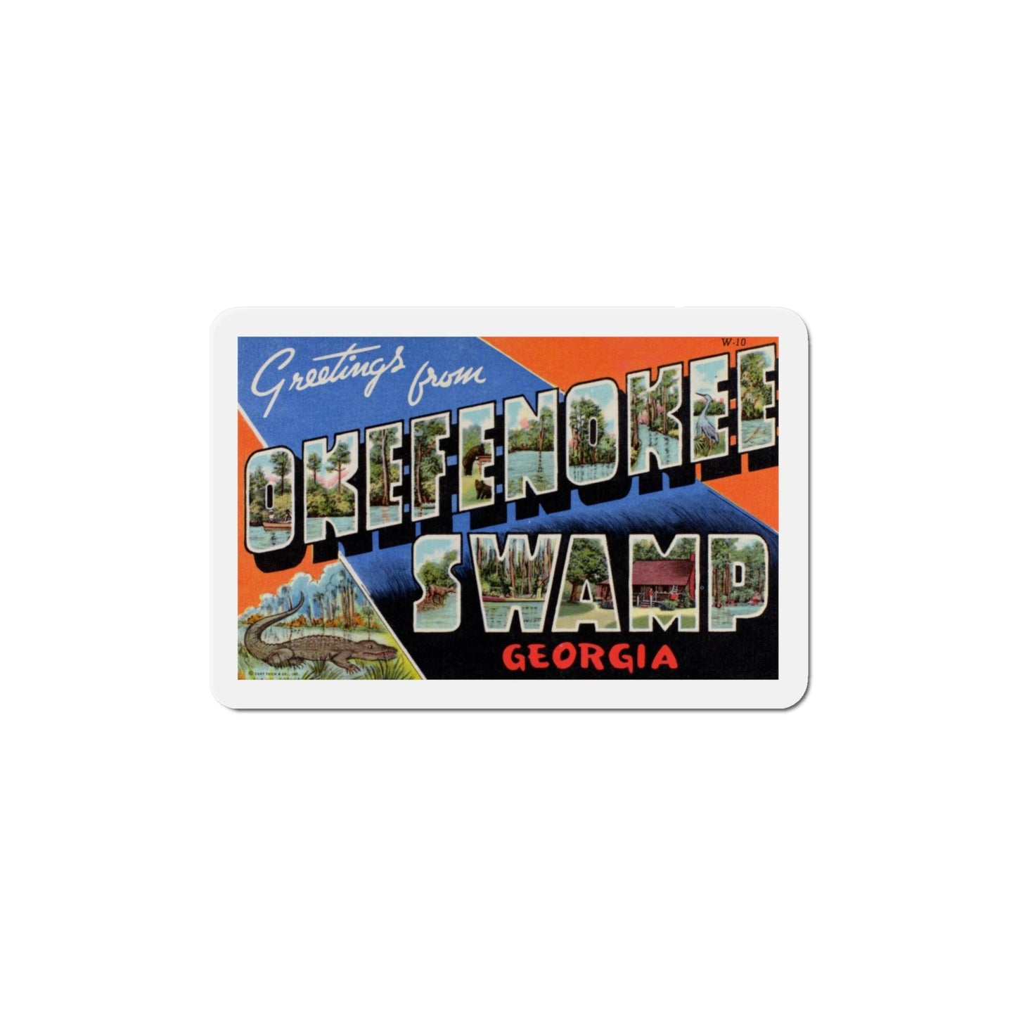 Greetings from Okefenokee Swamp Georgia (Greeting Postcards) Die-Cut Magnet-6 × 6"-The Sticker Space