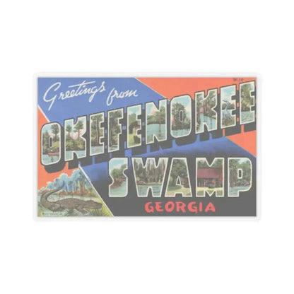 Greetings from Okefenokee Swamp Georgia (Greeting Postcards) STICKER Vinyl Kiss-Cut Decal 2 Inch Transparent - The Sticker Space