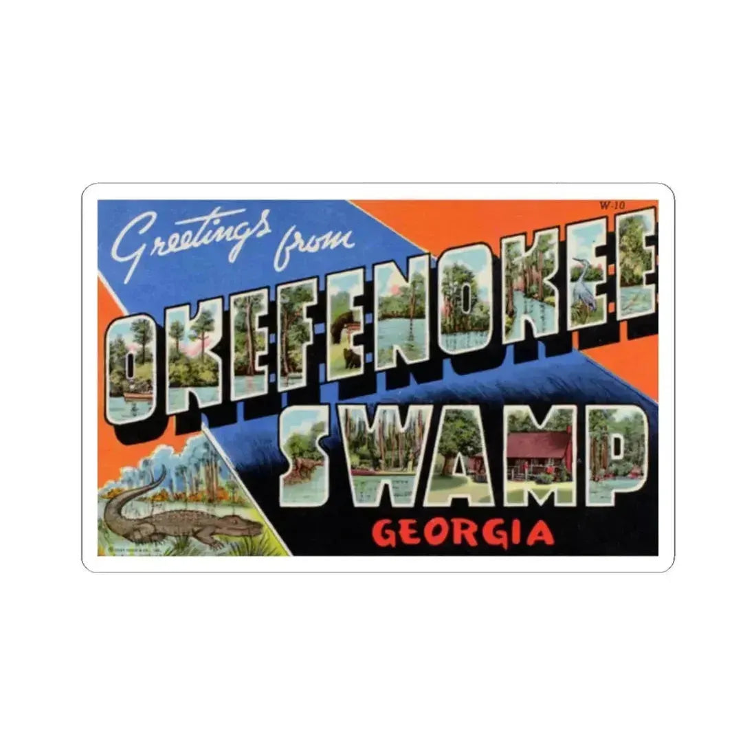 Greetings from Okefenokee Swamp Georgia (Greeting Postcards) STICKER Vinyl Kiss-Cut Decal 2 Inch White - The Sticker Space