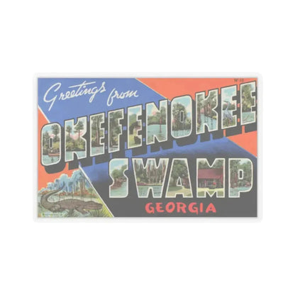 Greetings from Okefenokee Swamp Georgia (Greeting Postcards) STICKER Vinyl Kiss-Cut Decal 4 Inch Transparent - The Sticker Space
