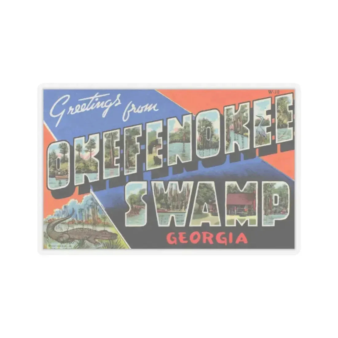 Greetings from Okefenokee Swamp Georgia (Greeting Postcards) STICKER Vinyl Kiss-Cut Decal 6 Inch Transparent - The Sticker Space