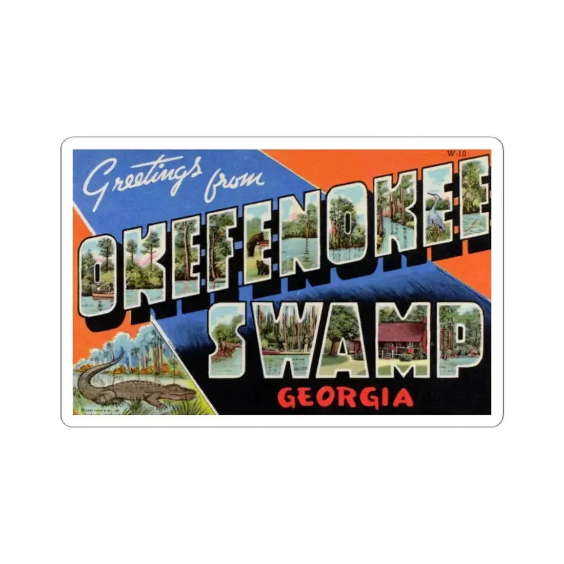 Greetings from Okefenokee Swamp Georgia (Greeting Postcards) STICKER Vinyl Kiss-Cut Decal 6 Inch White - The Sticker Space