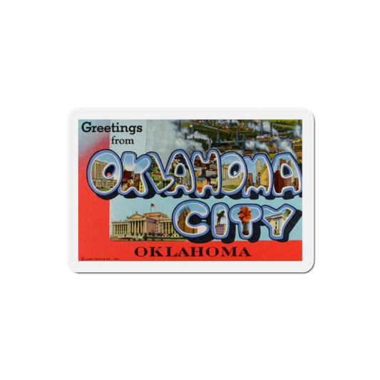 Greetings from Oklahoma City Oklahoma (Greeting Postcards) Die-Cut Magnet-2" x 2"-The Sticker Space